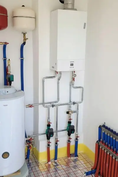 Монтаж отопления с газовым отмосферным котлом