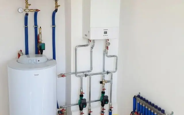 Монтаж отопления с газовым отмосферным котлом