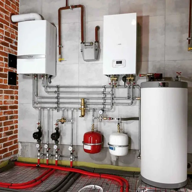 Монтаж системы отопления с газовым конденсационным и электрическим котлом