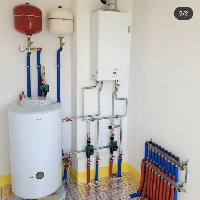 Монтаж отопления с газовым отмосферным котлом